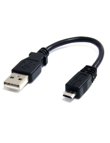 StarTech.com Cable Adaptador de 15cm USB A Macho a Micro USB B Macho para Teléfono Móvil Carga y Datos - Negro