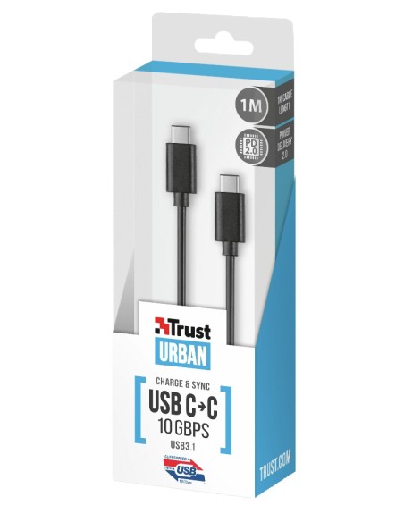 CABLE USB C M A USB C M 1MT TRUST NEGRO 21178