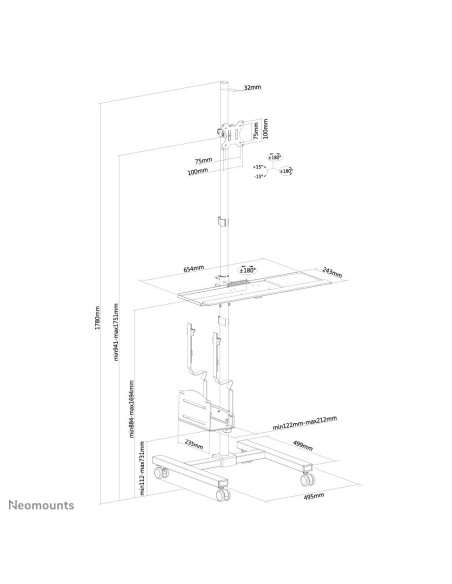 Neomounts by Newstar Puesto de trabajo móvil para monitor TV 32P Negro