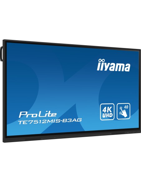 iiyama TE7512MIS-B3AG pantalla de señalización Diseño de quiosco 190,5 cm (75") LCD Wifi 400 cd   m² 4K Ultra HD Negro Pantalla 