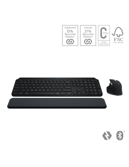 Logitech MX Keys S Combo teclado Ratón incluido Oficina RF Wireless + Bluetooth QWERTY Internacional de EE.UU. Grafito
