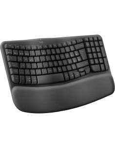 Logitech Wave Keys, teclado ergonómico inalámbrico con reposamanos acolchado, escritura cómoda y natural, Easy-Switch, Bluetooth