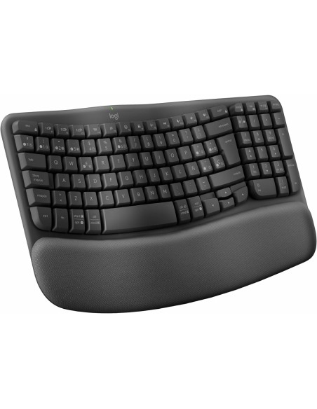 Logitech Wave Keys, teclado ergonómico inalámbrico con reposamanos acolchado, escritura cómoda y natural, Easy-Switch, Bluetooth