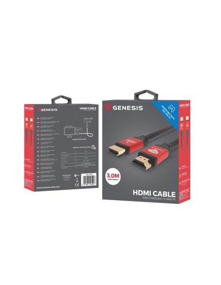 CABLE HDMI GENESIS ALTA VELOCIDAD PS4 PS3 4K V2.0 3M NEGRO