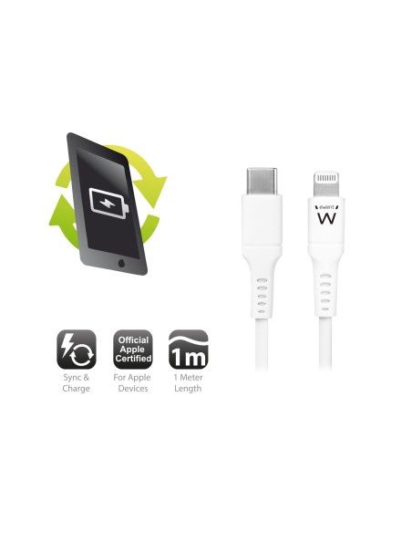 Ewent EW9915 cable de conector Lightning 1m Blanco USB-C