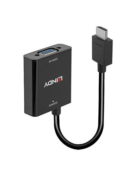 Lindy 38291 adaptador de cable de vÍ­deo 0,1 m HDMI tipo A (Estándar) VGA (D-Sub) Negro