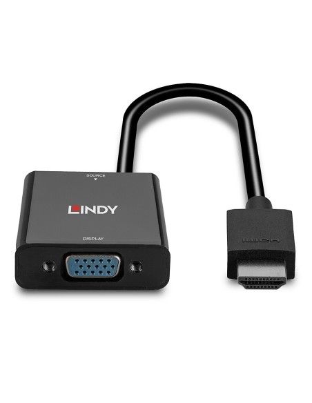 Lindy 38291 adaptador de cable de vÍ­deo 0,1 m HDMI tipo A (Estándar) VGA (D-Sub) Negro