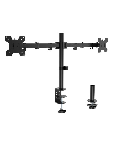 AISENS Soporte de mesa eco giratorio e inclinable para monitor TV 10kg (3 Pivotes, 2 Brazos) de 17-32, Negro