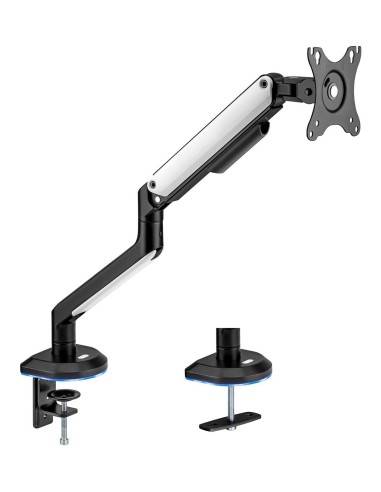 AISENS Soporte De Mesa RGB Gaming Contrapeso Giratorio E Inclinable Para Monitor TV 9kg (3 Pivotes, 1 Brazo) De 17-32, Negro-Bla