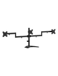 AISENS Soporte de mesa con peana eco giratorio e inclinable para 3 monitores 10kg (3 Pivotes, 2 Brazos) de 13-27, Negro