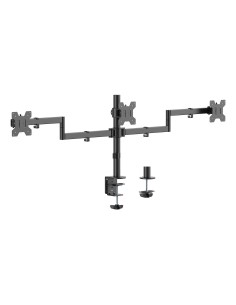 AISENS Soporte de mesa eco giratorio e inclinable para 3 monitores 10kg (3 Pivotes, 2 Brazos) de 13-27, Negro