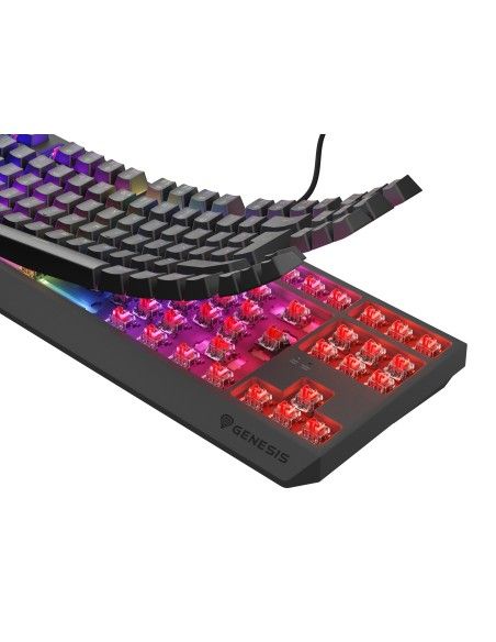 TECLADO GAMING GENESIS THOR230 TKL RGB MECANICO NEGRO SWITCH OUTEMUROJO HOT SWAP