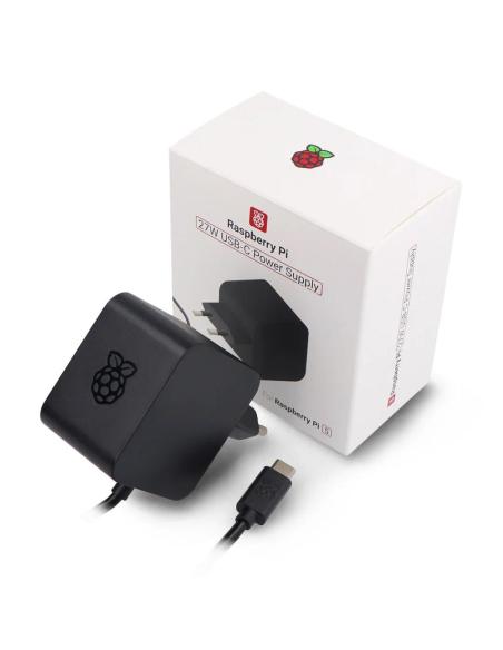 Fuente de alimentacion cargador raspberry pi 5 usb c 27 w color negro