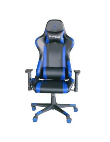 Silla Gamer Prixton Predator 10 Negra/azul Pvc Diseño Ergonomico 120kg Max Reclinable 180ª Altura 44-54cm