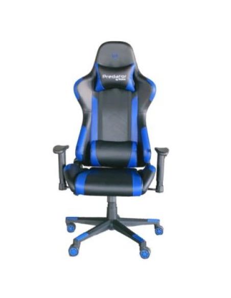 Silla Gamer Prixton Predator 10 Negra/azul Pvc Diseño Ergonomico 120kg Max Reclinable 180ª Altura 44-54cm