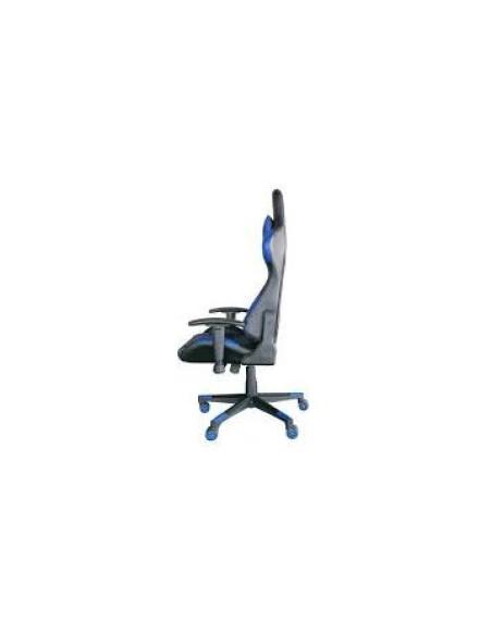 Silla Gamer Prixton Predator 10 Negra/azul Pvc Diseño Ergonomico 120kg Max Reclinable 180ª Altura 44-54cm
