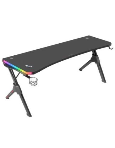 Mesa Mars Gaming Mgd Rgb Xl Black Caja Deteriorada Cash30 Chasis De Acero Tablero 160x60cm Altura 74cm Con Diseño De Fibra De