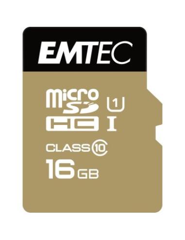 Memoria Sd Micro 16gb Emtec Elite Gold 85mb/s Sd + Adapter Class 10 Uhs1 U1 Ecmsdm16ghc10gp