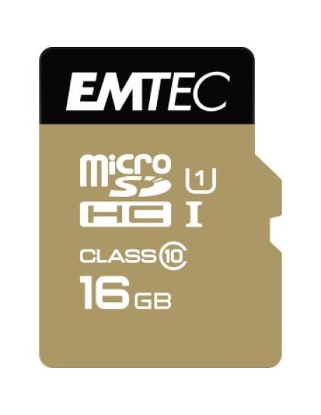 Memoria Sd Micro 16gb Emtec Elite Gold 85mb/s Sd + Adapter Class 10 Uhs1 U1 Ecmsdm16ghc10gp