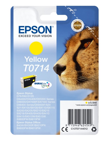 Cartucho tinta epson c13t07144012 amarillo 7ml stylus d78 - 92 -  120 -  dx40x0 -  44x0 -  50x0 -  60x0 -  74x0 -  84x0 -  7000f