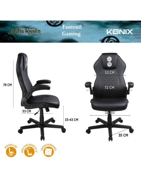 Silla Gamer Konix Jujutsu Kaisen Gran Comodidad Y Ergonomia Clase 4   100 Mm Color Blanco Y Negro
