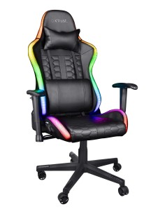 Silla Gamer Trust Gxt 716 Rizza Rgb Led Gaming Giratoria 360 Respaldo Ajustable 175º Bordes Iluminados Mando A Distancia Colo