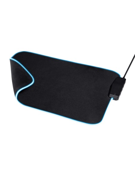 Alfombrilla Trust Gaming Gxt 765 Glide Flex Iluminacion Led Rgb 4 Puertos Usb 350x250mm Color Negro 23646