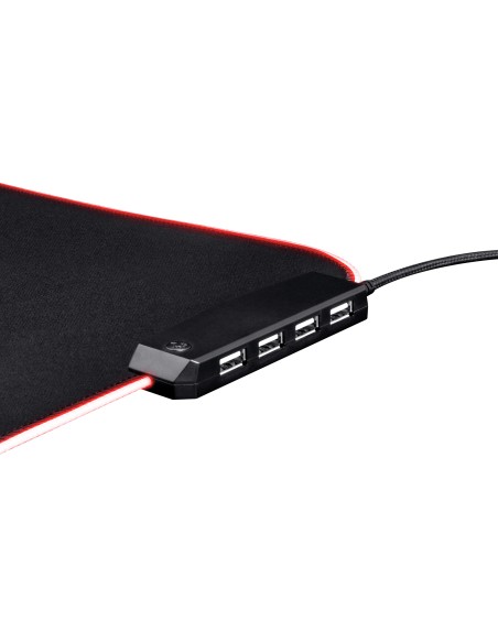 Alfombrilla Trust Gaming Gxt 765 Glide Flex Iluminacion Led Rgb 4 Puertos Usb 350x250mm Color Negro 23646