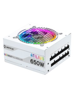 Fuente De Alimentación Unyka Atilius Rgb Atx 650w White Modular Apfc Actgetica 90% Ventilador Rgb 120mm Ultra Silencioso