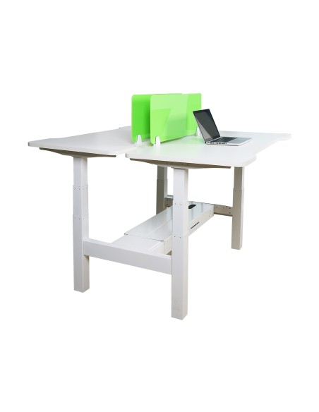 Mesa Electrica Ergonomica Doble "cara A Cara" Altura Regulable Sin Tablero Color Estructura Blanco Control Tactil Altura Desd