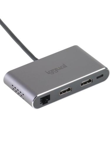iggual Hub C 8 en 1 2xHDMI 2xUSB 2xSD RJ45 PD100W