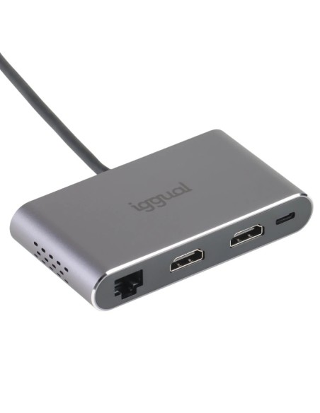 iggual Hub C 8 en 1 2xHDMI 2xUSB 2xSD RJ45 PD100W