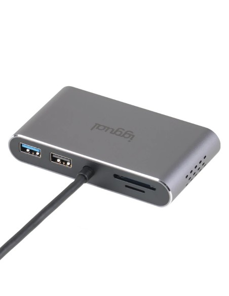 iggual Hub C 8 en 1 2xHDMI 2xUSB 2xSD RJ45 PD100W