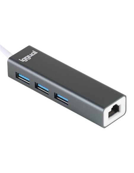 iggual Hub USB-A 3 puertos USB 3.0 + RJ45 Gigabit