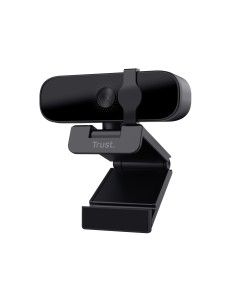 Webcam Con Microfono Trust Tanor Full Hd 1080p Negra  Para Videollamadas Nitidas Con 85% Mat. Recicl