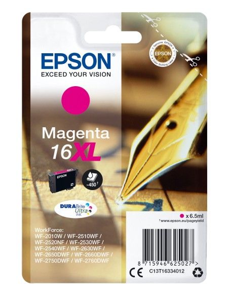 Cartucho tinta epson t163340 magenta xl wf - 2010 - 2510 - 2520 - 2530 - 2540 -  pluma