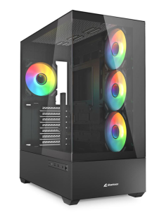 CAJA GAMING SHARKOON AK6 TGV ATX NEGRO 4XVENT 120MM 2XUSB SN FUENTE