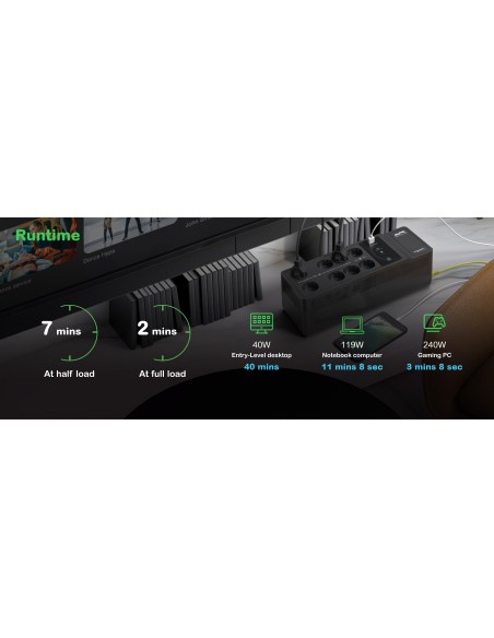 APC Back-UPS  500VA 300W 8 Schuko 1 USB A