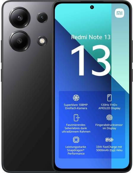 TELEFONO XIAOMI REDMI NOTE 13 P6.67 6GB 128GB 4G BLACK MZB0FYFEU