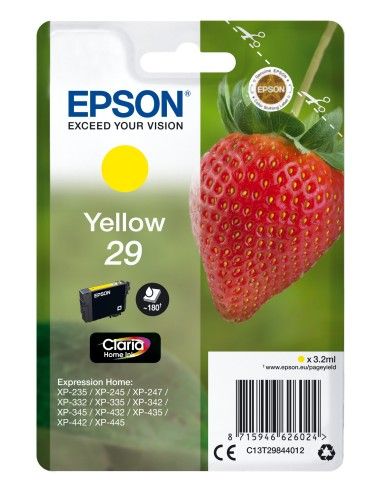 Cartucho tinta epson 29 c13t29844012 amarillo xp235 - xp332 - xp3357xp4327xp435 -  fresa