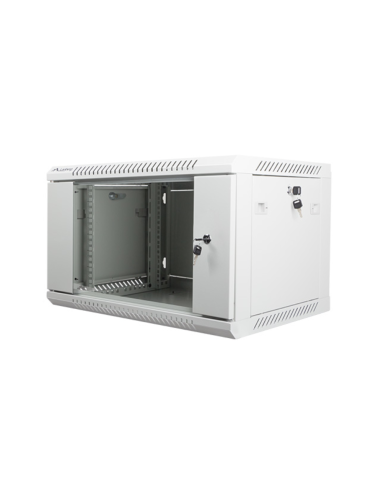 ARMARIO LANBERG MURAL RACK 19" 6U 600X450 FLAT PACK V2 PUERTA CRISTAL GRIS