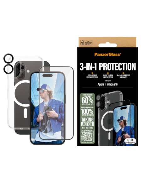 PanzerGlass 3-in-1 Bundle Proteccion iPhone 16