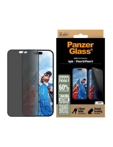 PanzerGlass Privacy Screen Protector iPhone 16 -15