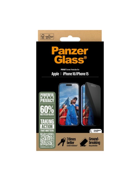 PanzerGlass Privacy Screen Protector iPhone 16 -15