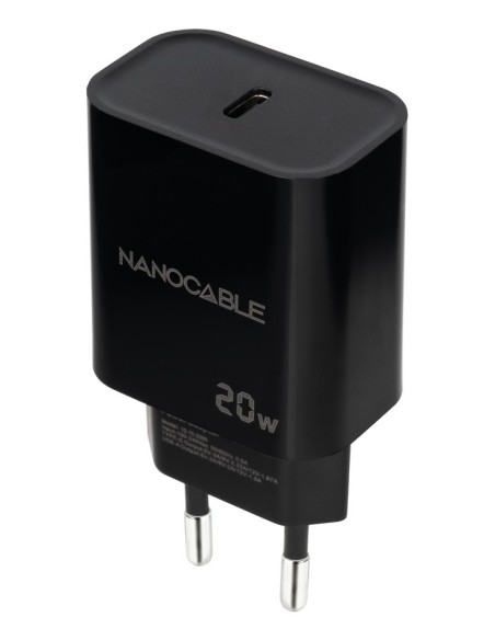 Nanocable Cargador pared USB-C PD 20W Negro