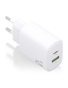 CARGADOR AISENS GAN 25W, 1XUSB-C PD3.0, 1XUSB-A QC3.0, BLANCO
