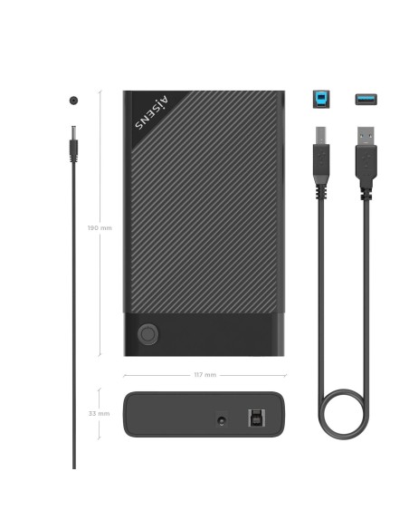 CAJA EXTERNA AISENS 3.5" SATA A USB 3.0 USB3.1 GEN1 NEGRA