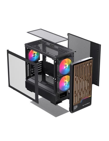 CAJA MICRO-ATX SEMITORRE EINAREX PM400 RGB 3 FANS NEGRA EXCS-PM-400R-B