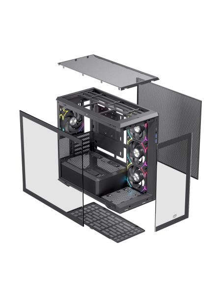 CAJA MICRO-ATX SEMITORRE EINAREX ZM800 RGB 4 FANS NEGRA EXCS-ZM-800R-B