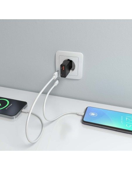 CARGADOR AISENS GAN ULTRA DELGADO 30W USB-C PD3.0 QC4.0 USB-A QC3.0